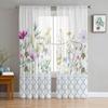 Blue Morocco Spring Flower Wildflower White Sheer Curtains for Living Room Decoration Window Curtain Kitchen Tulle Voile Drapes