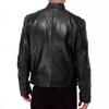 Men's Genuine Leather Jacket with Zipper Details, Stand Collar, Multiple Pockets, Slim Fit, Black and Brown