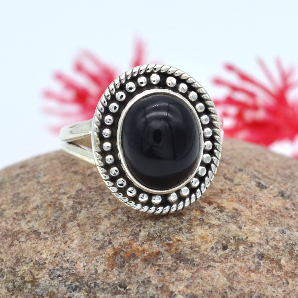 Сплошное 925 Серебряное серебро черное черное дизайнерское кольцо с ручным управлением, овальное кольцо, подарок на день рождения, украшения очарования