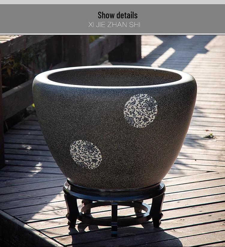 Jingdezhen Large Ceramic Goldfish & Water Lily Bowl for Courtyard