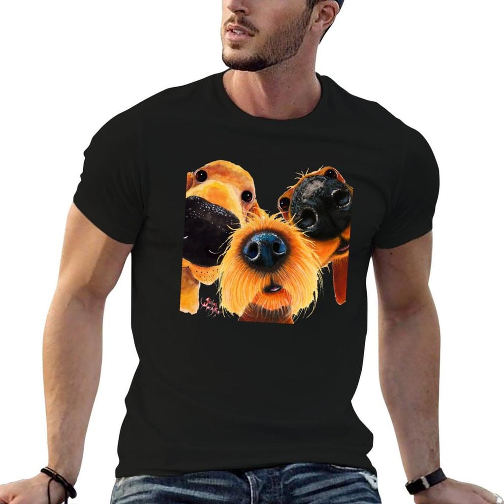 Nosey Dog Print The Curious Nosey Dogs By Shirley Macarthur Tshirt T Shirt Unisex Casual Funny T Shirts Cotton Tshirt