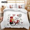 British Style Duvet Cover Set Cartoon Small Fresh I Love Paris Bedding Set for Kid Teen Polyester Paris Street Scene Quilt Cover