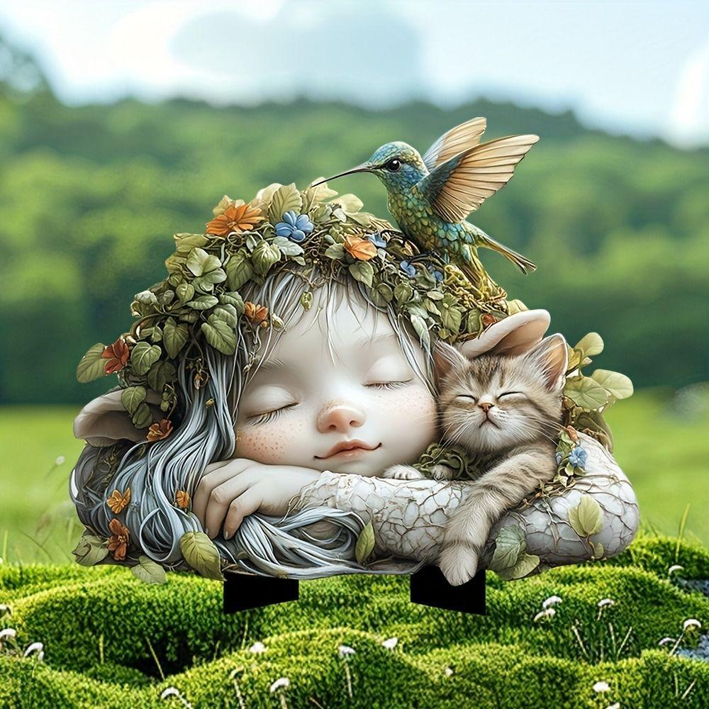 Artificial Fairy Garden Art Sculpture Cute Garden Floor Plugs Crafts Garden Stake Statue Courtyard