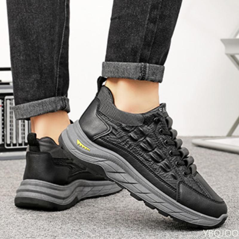 Men's New Cotton Shoes with Plush Warm Crocodile Pattern Design Versatile Men's Casual Sports Vulcanized Oversized Cotton Shoes