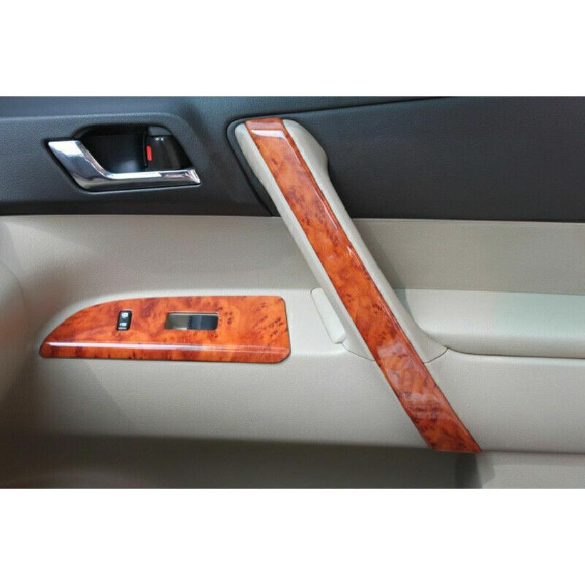 Для Toyota Highlander 2008-2013 Декоративная накладка на внутреннюю панель двери под текстуру персикового дерева 4 шт.