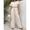 Waist Up Shirt Wide Leg Pants Set Pure Color Waist-Controlled Top High Waist Loose Pants Suit