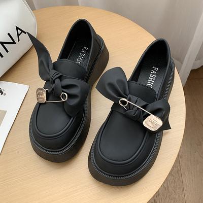 Maogu Новые модные удобные нескользящие туфли с бантом на толстой подошве с круглым носком, кожаные женские туфли-лоферы 2024 года, осень-зима 40