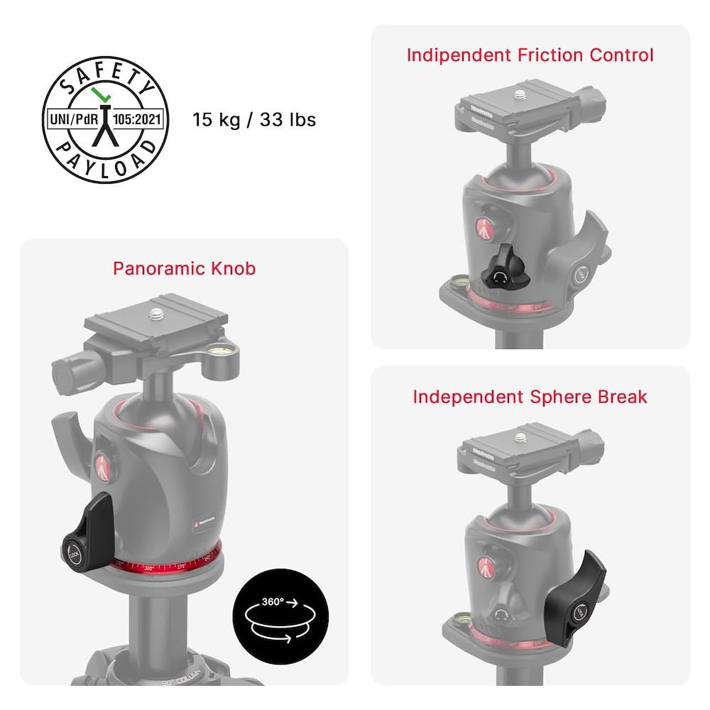 Алюминиевый штатив Manfrotto с шаровой головкой XPRO и головкой Q6, полностью черный, комплект из 3 секций MK055XPRO3-Q6T, совместимый с Arca-Swiss,