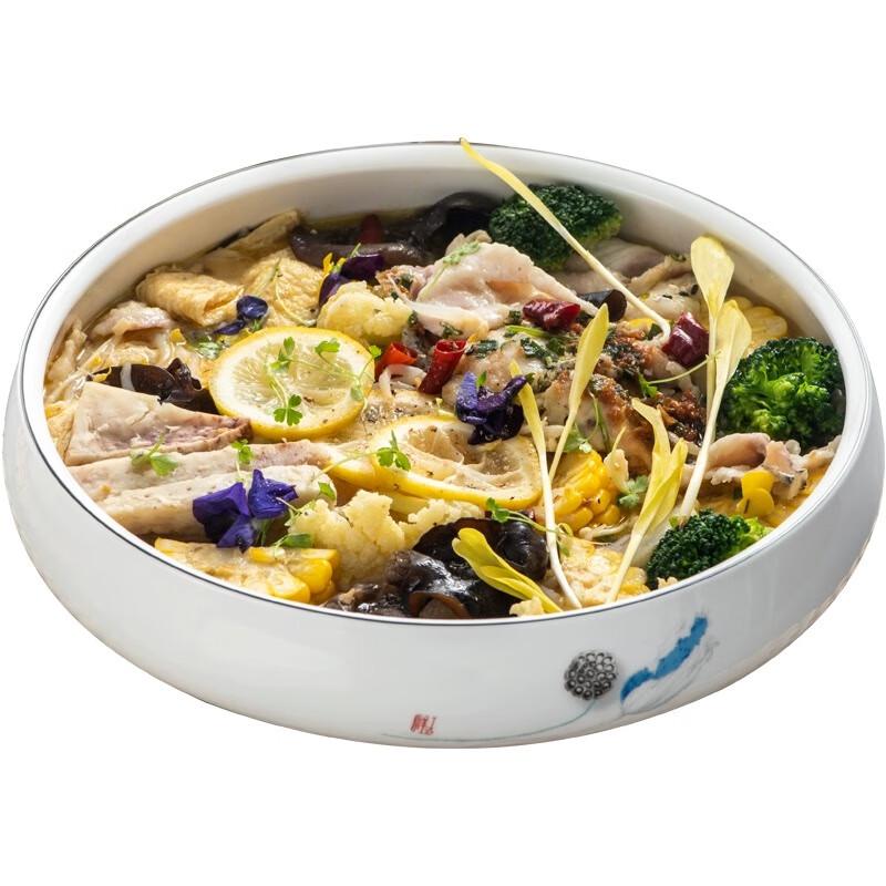 Большая глубокая керамическая сервировочная миска в скандинавском стиле