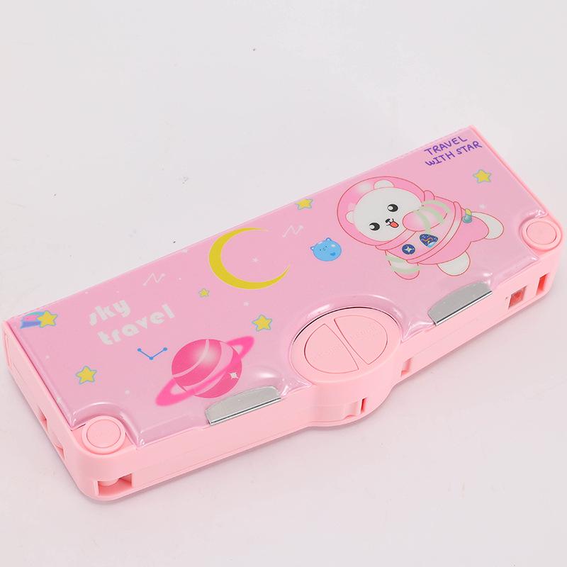 Двусторонний пенал-косметичка «Астронавт» для мальчиков: Многофункциональный, Деформируемый, Большой вместимости с кнопочным механизмом и секретным отделением