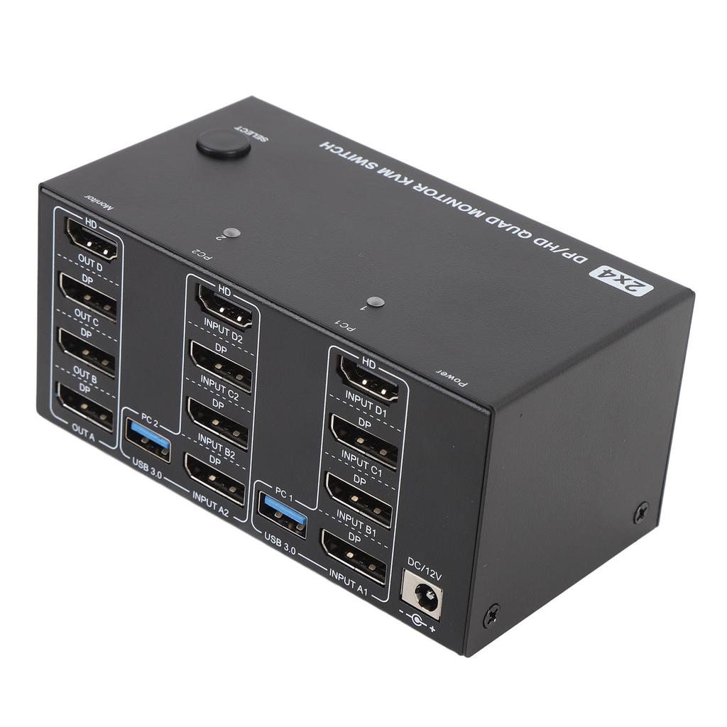 KVM-переключатель для 4 мониторов, 2 компьютеров, с интерфейсами High Definition Multimedia Interface, Displayport 8K 60 Гц, с 4 портами USB 3.0