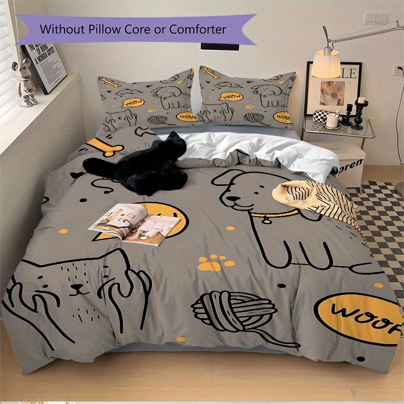 3pcs Animal Friends Bedding Set, Suitable for Bedroom Decoration, (Includes 1 Duvet Cover And 2 Pillowcases, Quilt Not Included) yy250822170