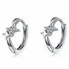 Umiwe Ring Earrings Ladies Leave It On Second Piercing S925 Silver Compatible with Metal Allergies Smaller Platinum Plated Both Ears Cute Zirconia