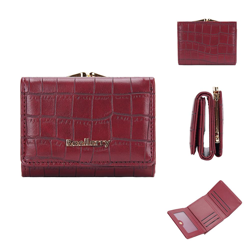 Baellerry женский короткий кошелек с текстурой камня, тройной кошелек с застежкой-кнопкой, модный держатель для карт