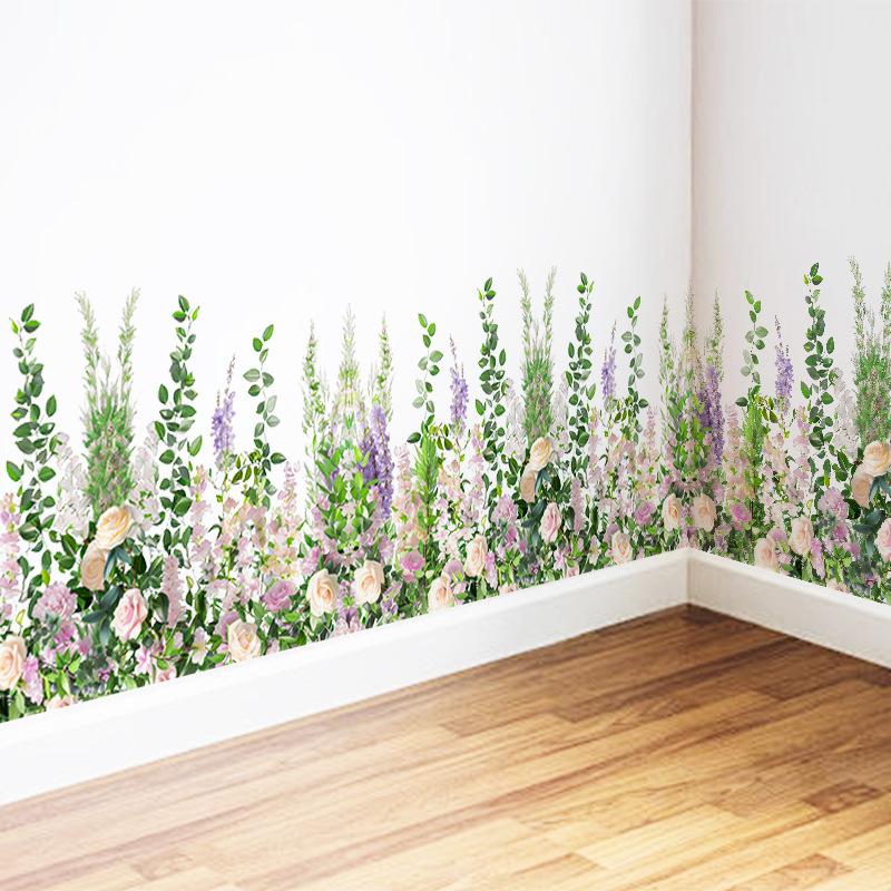 Настенные наклейки для гостиной спальни минималистичные плинтусы цветы розы растения креативная линия талии фоновые картины настенное искусство домашний декор