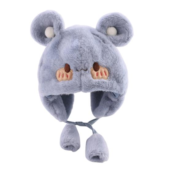 Winter Warm Baby Hats Toddler Earflap Bear Hat with Soft Ball Unisex Infant Snow Cap Fleece Warm Hemming Caps for Newborn