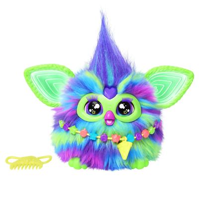 Hasbro Furby Aurora Светящийся в темноте, Интерактивная игрушка с голосовой активацией для мальчиков и девочек от 6 лет, с 15 модными аксессуарами, Аниматроника, Моторизованная