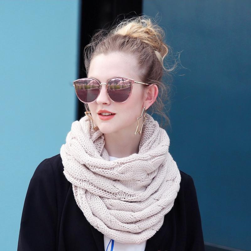 Новый женский однотонный шерстяной шарф-снуд с косами, зимний утеплитель для шеи, воротник-хомут, круглые шарфы