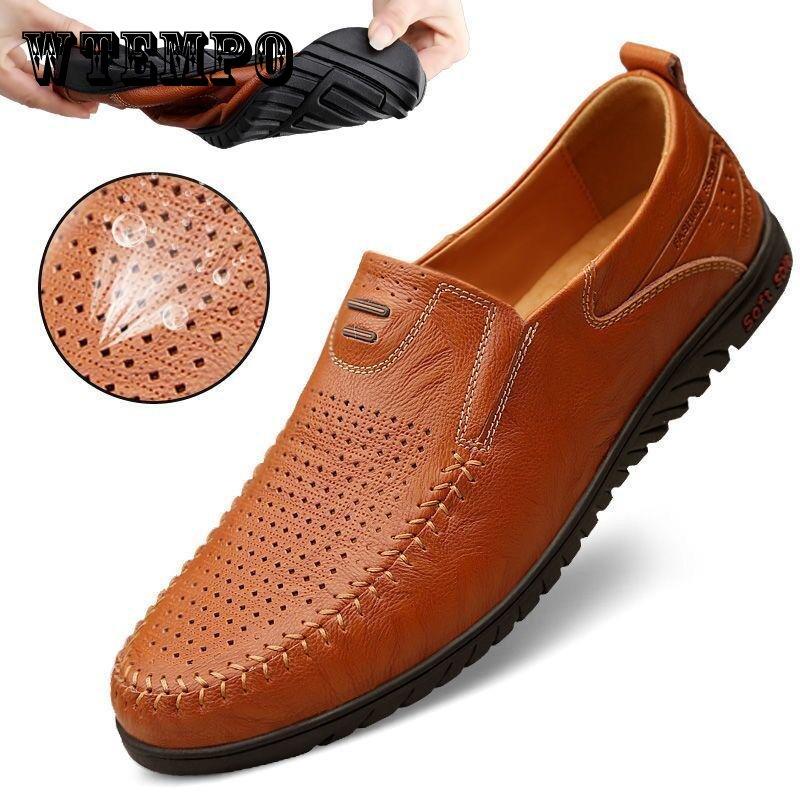 Обувь в горошек, мужские кожаные туфли для вождения с мягкой подошвой, мужская повседневная обувь, мужская обувь в горошек на плоской подошве