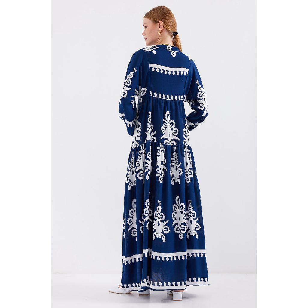 2423 Authentic Patterned Dress - M. Cream