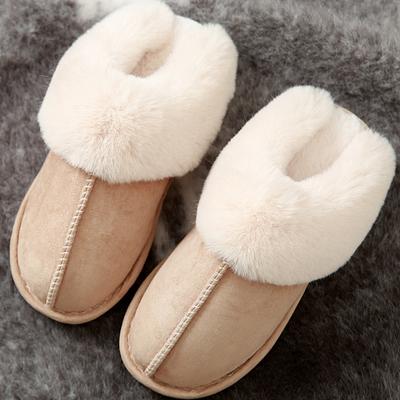 Замшевые хлопковые тапочки, домашние осенне-зимние теплые шерстяные тапочки для влюбленных, мужские и женские тапочки