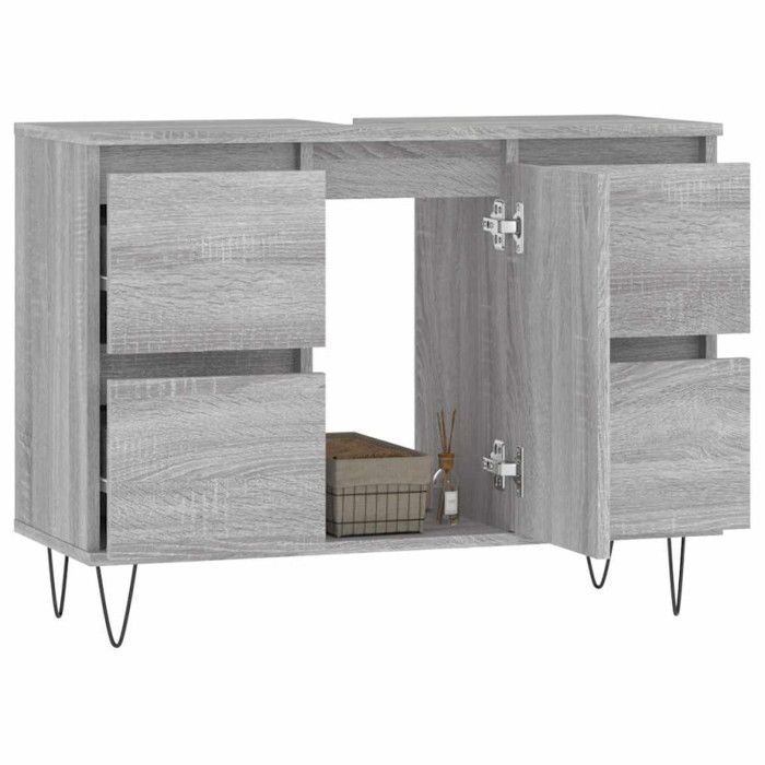 VidaXL Bathroom Cabinet Sonoma Grey 80x33x60 Cm Engineered Wood 831658
