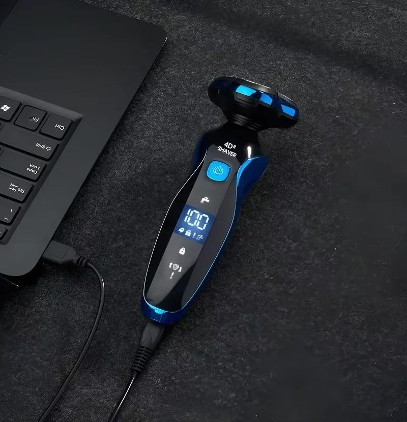 Электробритва 4D для мужчин Электрическая машинка для стрижки волос USB перезаряжаемая Профессиональный портативный триммер для волос Машинка для стрижки волос Влажное/сухое использование