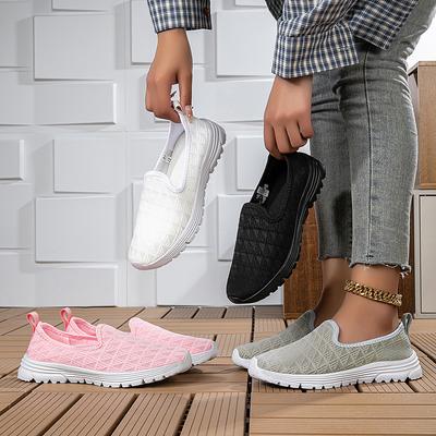 Летние европейские и американские однотонные повседневные туфли на плоской подошве, дышащие и легкие, большого размера, мамины летающие тканые туфли