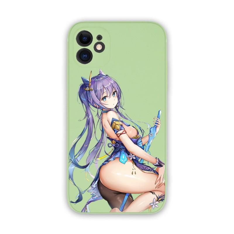 Genshin Impact Keqing Phone Case For IPhone 14 11 12 13 Pro Max X XR XSMax 6 6S 7 8 Plus SE 2022 Soft Square Color Phone Cover