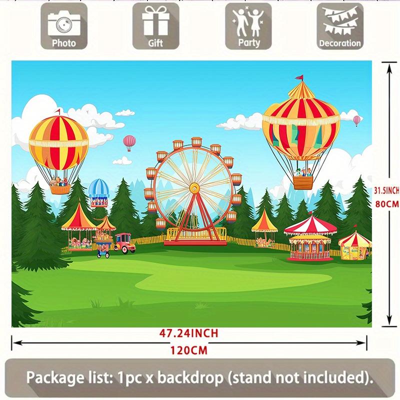 (Party banner) 1 piece Birthday celebration decoration Playground birthday party backdrop Carousel Flower car