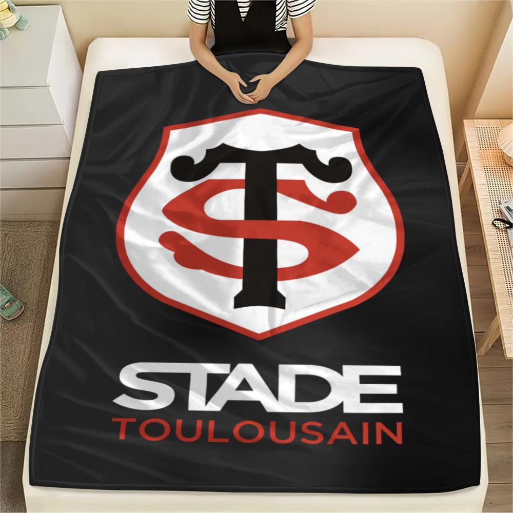 1PC Stade Toulousain Print Flannel Blanket, High quality Comfortable for All Seasons, Home Decor, Warmth and Comfort, Perfect for Christmas Gifts178