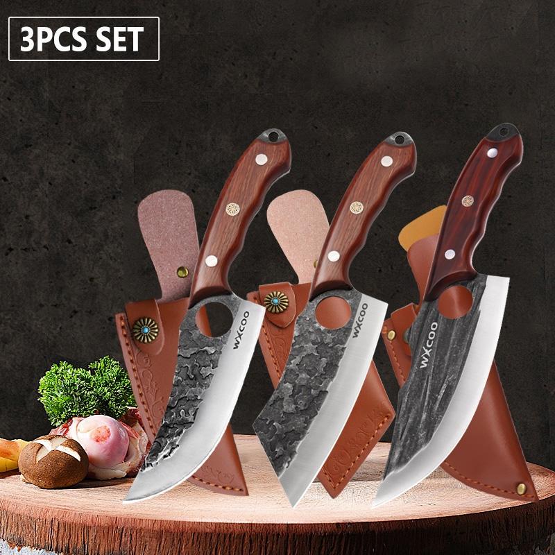 WXCOO Stainless Steel Kitchen Knives Handmade Forged Cleaver Boning Knife Fruit Vegetable Cutter Utility Knife DIY Bottle Opener