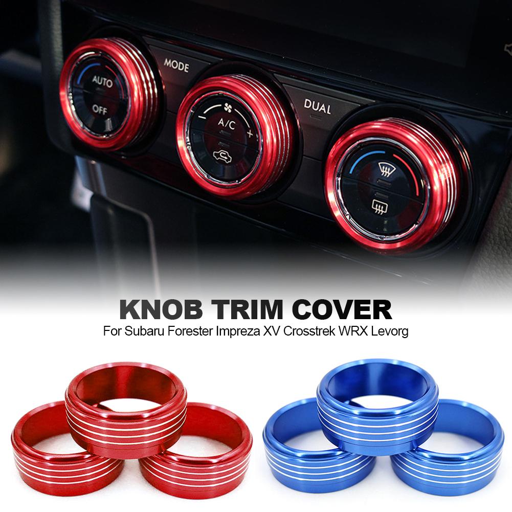 3Pcs/Set Car Styling AC Adjustment Knob Decorative Ring For Subaru Forester Impreza XV Crosstrek WRX Levorg Auto Accessories