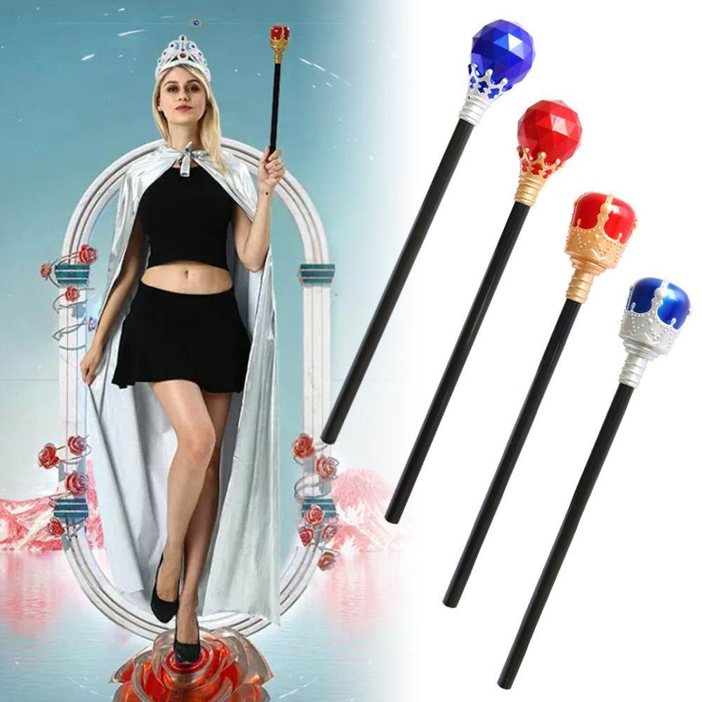 Plastic Princess Prince Cane Performance Hand Wand Exquisite King Queen Scepter  Gril