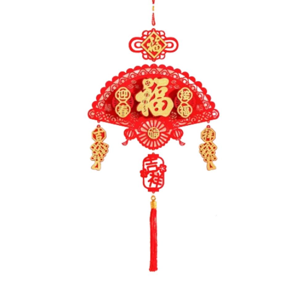 Red Chinese Lucky Character Pendants Flocking Spring Festival Hanging Decoration Party Supplies