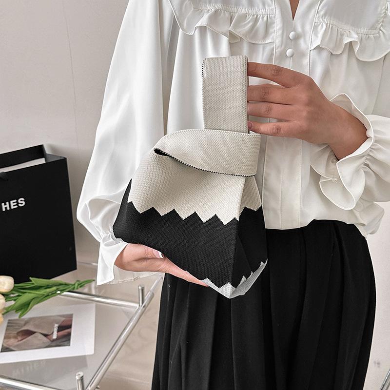 Yogodlns Летняя вязаная пляжная сумка для женщин, маленькая полосатая тканая сетчатая сумка с верхней ручкой, женские квадратные сумки на плечо, модные сумки