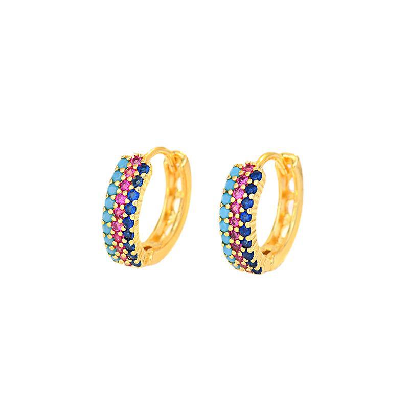 Color Zircon Ear Buckles, Slightly Inlaid Geometric Earrings, Simple And Personalized Earrings With Temperament