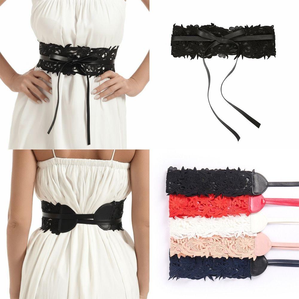 Wide Lace Girdle Soft Obi Belt Boho Style Lace Belt for Dresses