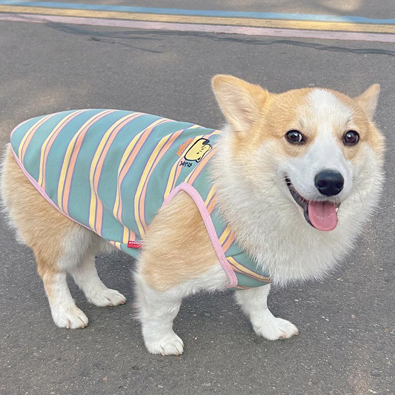Одежда для собак породы корги сиба-ину жилет для домашних животных жилет Тедди носит полосатый новый стиль для всех сезонов, чтобы предотвратить выпадение шерсти