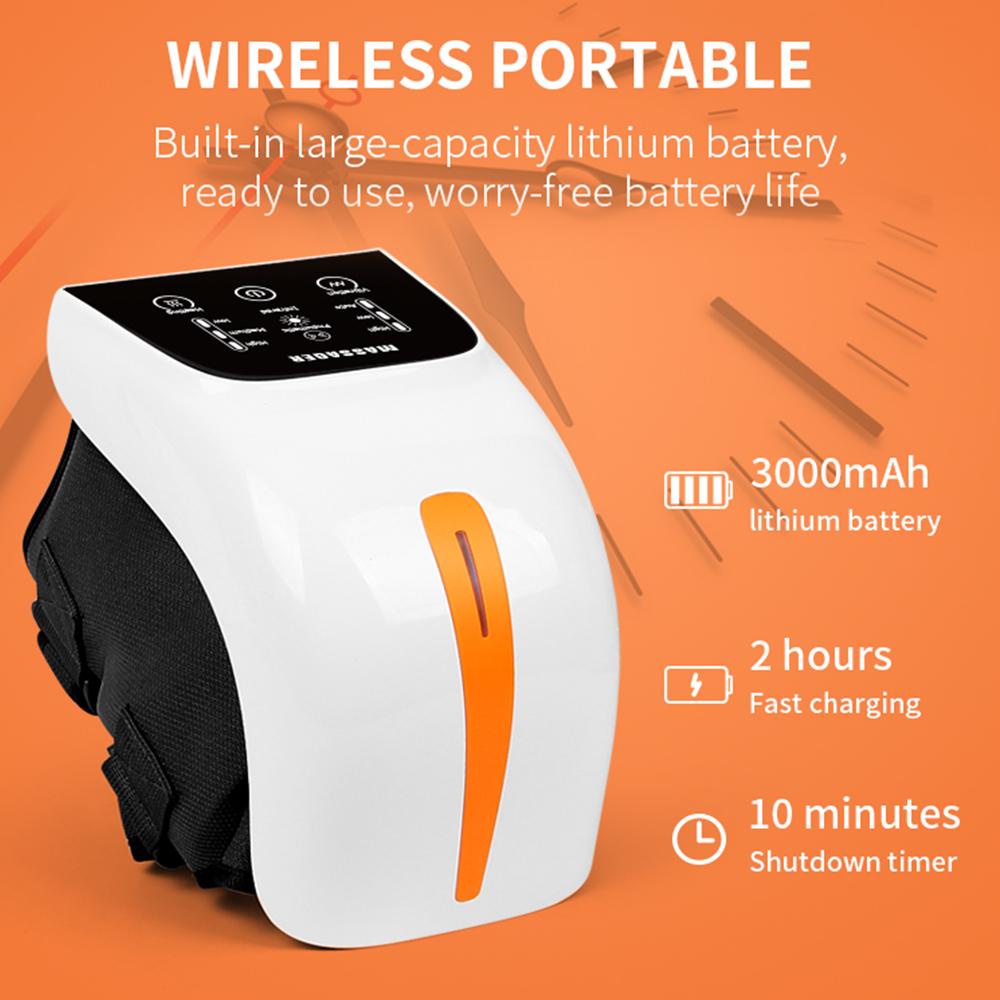 Беспроводной массажер для колена с подогревом, давление воздуха, горячий компресс, вибрация, инфракрасная физиотерапия, наколенник, массажер для лечения колена