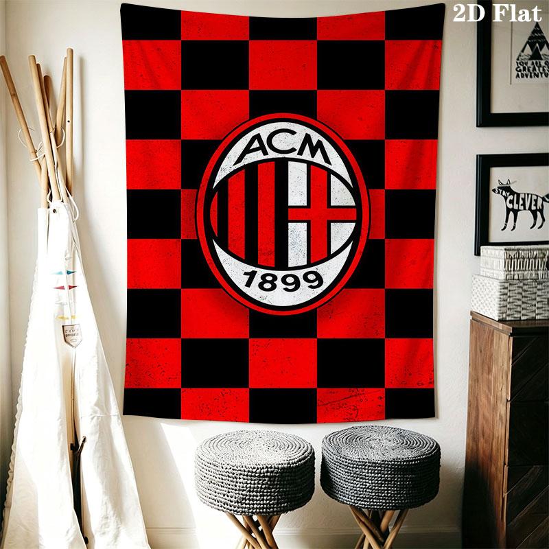 Логотип AC Milan Настенное Полотно Печатное Тканевое Покрывало Декоративные Гобелены для Спальни Гостиной Домашний Декор