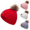 Toddler Kids Boys Girls Winter Hats Warm Knitted Crochet Plain Pom Caps