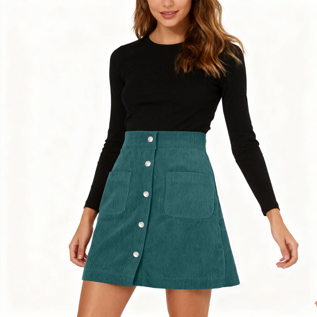 Женская полуюбка вельветовая узкая юбка однобортная вельветовая тонкая