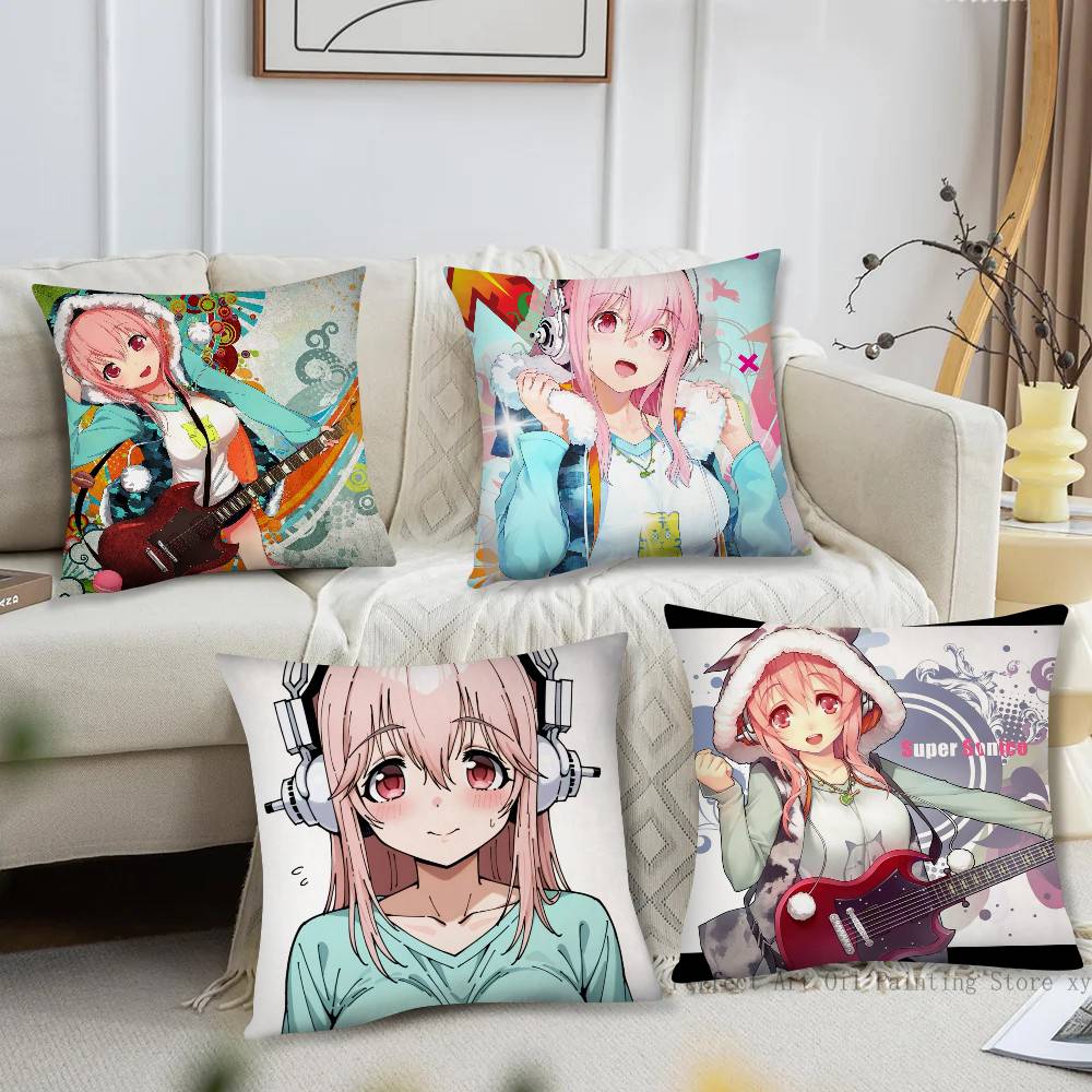Manga Singer Super Sonico Pillow Case Fashion Square Pillowcase Bedroom Sofa Room Ins Decoration Leisure
