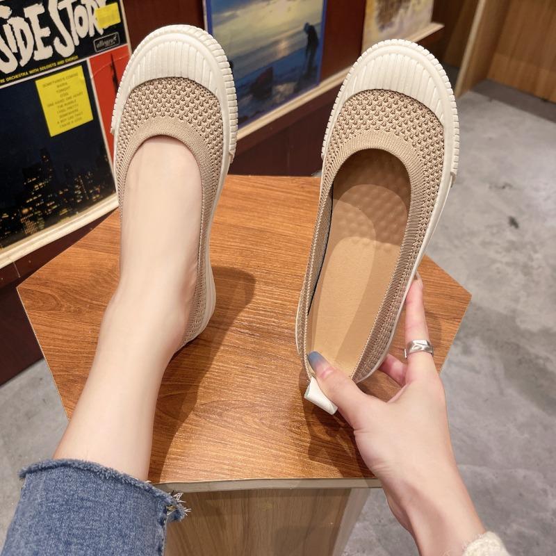 Shallow Mouth Casual Woman Flats Slip-on Round Toe Female Footwear Loafers Soft Sole Mesh Summer Moccasin Dress Leisure Shoes