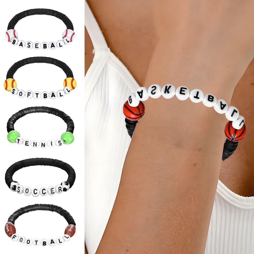 12pcs Casual Wear Football Bracelets Stackable Sports Bracelets Gift Theme Bracelets  Unisex