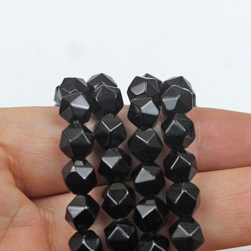 Широкая поверхность Бусины из черного агата для изготовления ожерелий, браслетов и подвесок своими руками