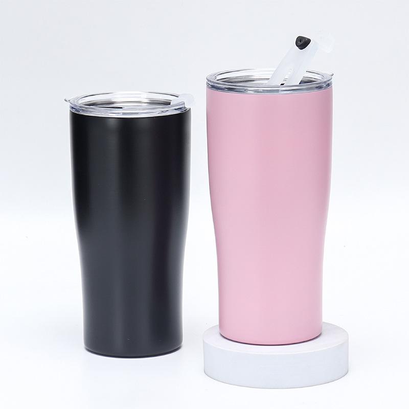 Outdoor New Sports Straw Thermos Cup Adult Double-Layer Vacuum Car Cup Stainless Steel Bingba Cup Large Capacity