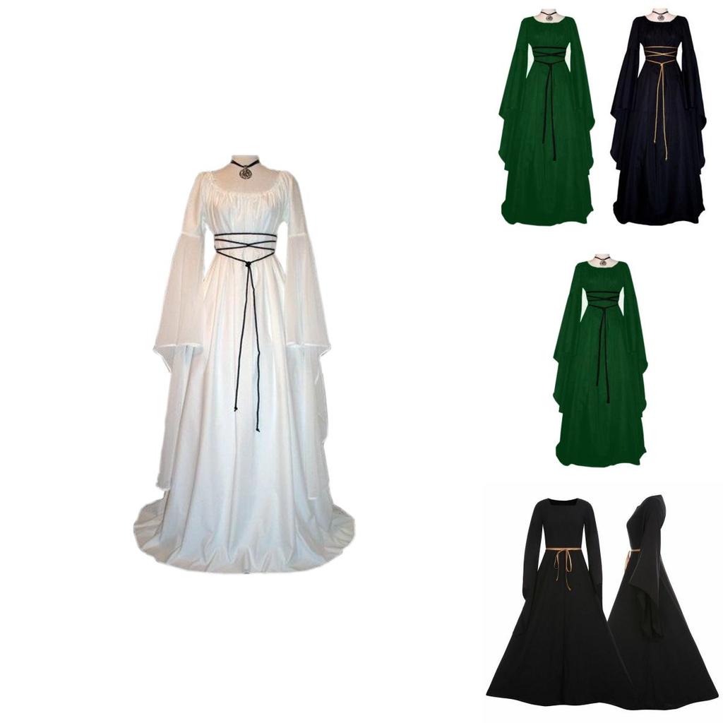 Роскошное средневековое платье в пол, идеально подходящее для свадеб и маскарадных вечеринок