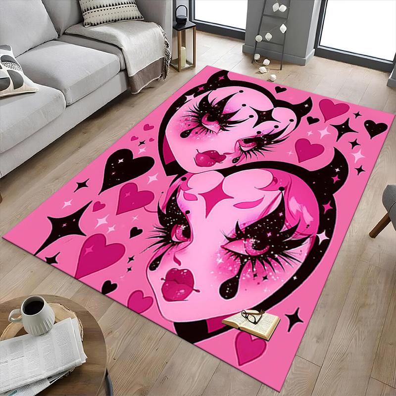 1PC Devil Hearts Extra Large Non Slip Floor carpet, Office, family, bedroom, Studio Large Area Rug Indoor Rugs, , Vibrant Colors